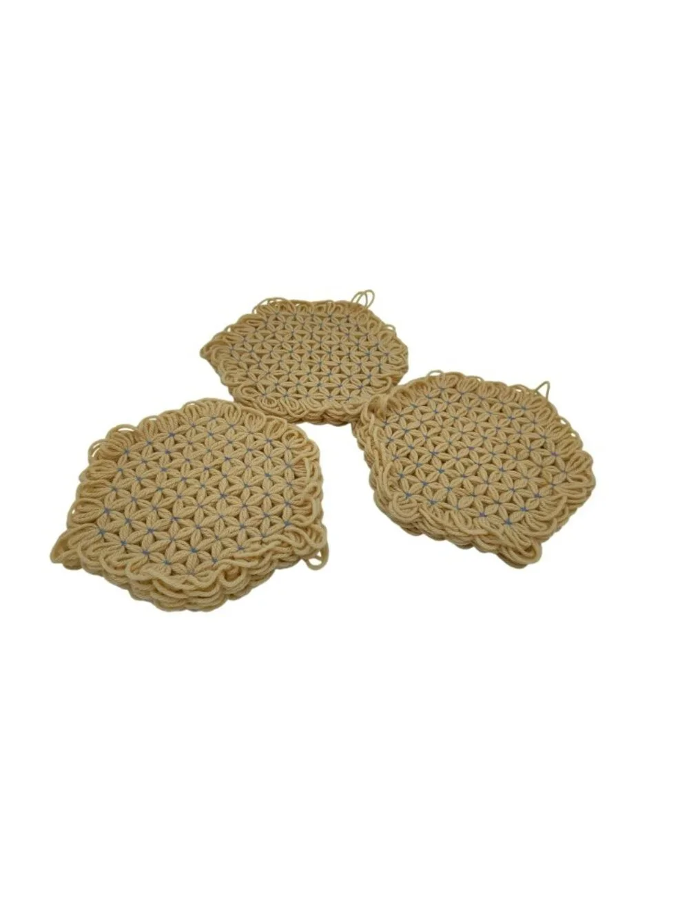 Vintage Daisy Loom Yarn Trivet & Coaster Lot, Cottagecore Cottage Granny Grandma